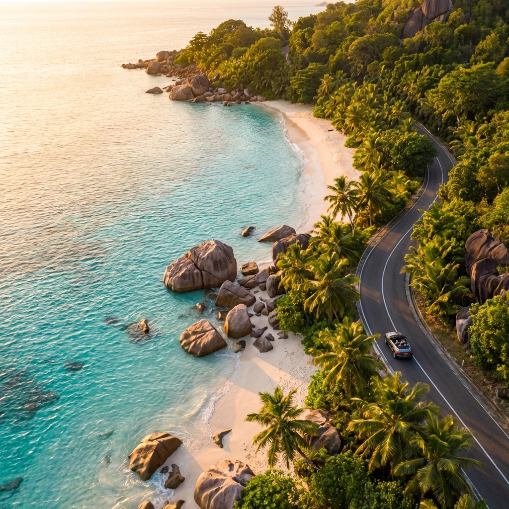 Seychelles coastal road